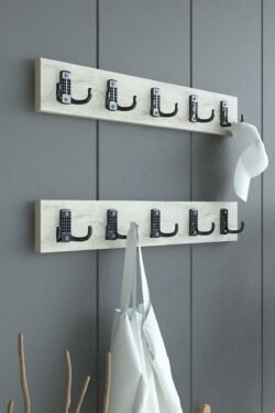 İKİLİ Portmanto Duvar Askılığı Elbise Askılığı Traverten ASKI-002-8 - 75 cm