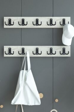 İKİLİ Portmanto Duvar Askılığı Elbise Askılığı Traverten ASKI-002-8 - 75 cm