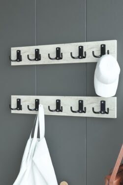 İKİLİ Portmanto Duvar Askılığı Elbise Askılığı Traverten ASKI-002-8 - 50 cm