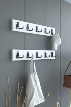 İKİLİ Portmanto Duvar Askılığı Elbise Askılığı Beyaz ASKI-002-1 - 75 cm